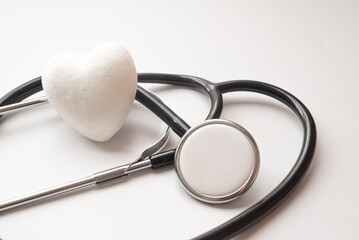 medical doctor stethoscope white heart.heart health, health insurance,life insurance concept.world heart health day.