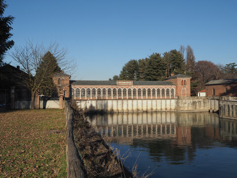 Building at the opening of Canale Cavour canal in Chivasso