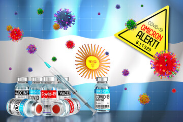 Covid-19 Omicron B.1.1.529 variant alert, vaccination programme in Argentina - 3D illustration