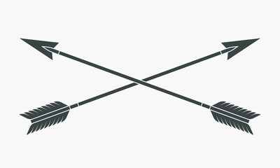 Two arrows graphic icon. Crossed arrows sign isolated on white background. Vector illustration