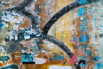Abstract colorful urban street art graffiti texture background. Close up of urban modern art wall...