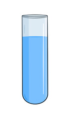 Test tube with blue fluid isolated. Vector. Cartoon	