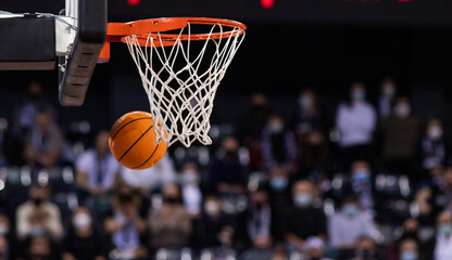 basketball game focus on ball