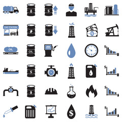 Oil Icons. Two Tone Flat Design. Vector Illustration.