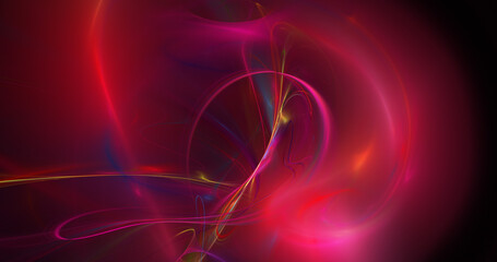 Abstract colorful glowing red fractal shapes. Digital fractal art. 3d rendering.