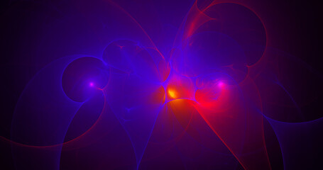 Abstract colorful blue and red fiery shapes. Digital fractal art. 3d rendering.
