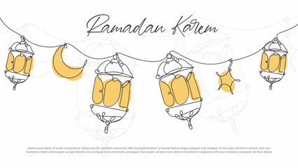Lantern ramadan continuous line drawing decorative design on white background © rn_renaldo