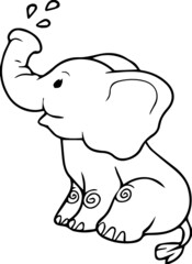  Elephant and pig cartoon coloring page