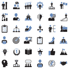 Personal Growth Icons. Two Tone Flat Design. Vector Illustration.