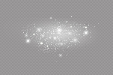 Glow effect. Vector illustration. Christmas dust flash. Snow is falling. Snowflakes.