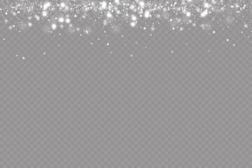 Glow effect. Vector illustration. Christmas dust flash. Snow is falling. Snowflakes.