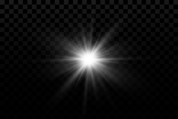 Glow effect. Star sparkles on a transparent background. Vector illustration. the sun