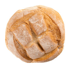 Isolated freshly baked loaf of creamy bread on white background