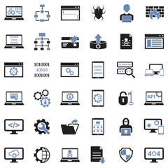 Programming Icons. Two Tone Flat Design. Vector Illustration.