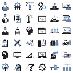 Project Manager Icons. Two Tone Flat Design. Vector Illustration.