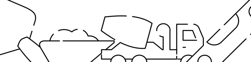 Construction and renovation related horizontal banner or bottom border template background. Flat line vector illustration isolated on white.