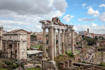 Roman streets. Sunny autumn day. Selective focus. Rome, Lazio, Italy