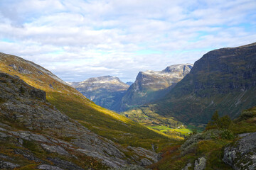 Fototapeta na wymiar Beautiful landscape in Norway in fall 2021.
