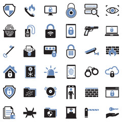 Security Icons. Two Tone Flat Design. Vector Illustration.