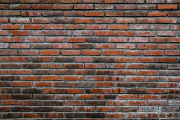 Old grunge dirty brick wall surface. Abstract tiled brick work background and pattern.