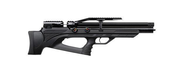 A modern air rifle with a futuristic design. Pneumatic weapons for sports and entertainment....