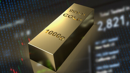 The gold bar on business background 3d rendering