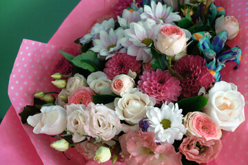 Beautiful spring bouquet of flowers. Congratulations to mom on her birthday or birthday