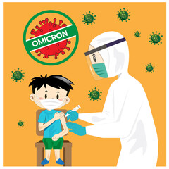 Illustration of vaccination against covid 19, vaccination child prevent covid