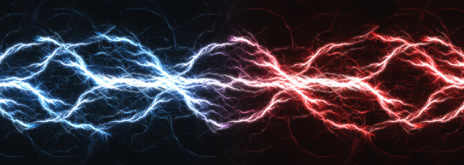 Fire and ice lightning background, power electrical abstract