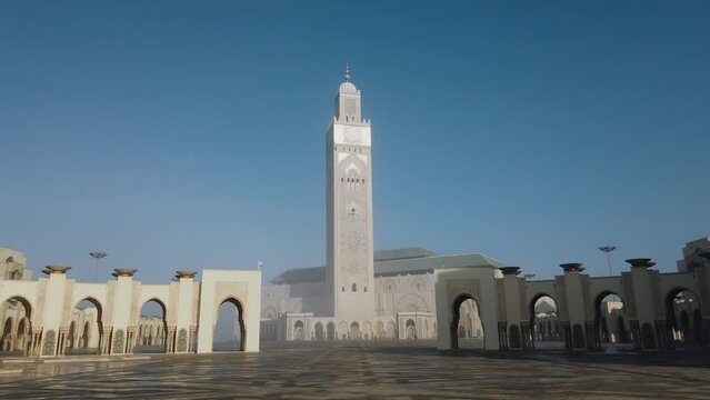 Scenic view of Hassan II Mosque in the morning - Casablanca, Morocco
