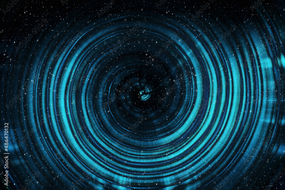 Wall mural blue abstract background with spiral pattern. galaxies with stars and planets with circular motifs i