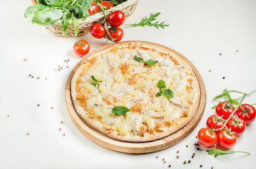 pizza Hawaiian with pineapple and chicken