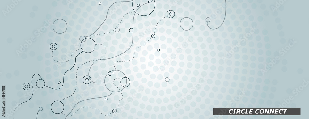Poster Horizonal banner with dynamic waves and dots. Simple minimal style. Futuristic vector pattern. Abstract cover illustration. Flyer texture digital background. Fuzzy structure