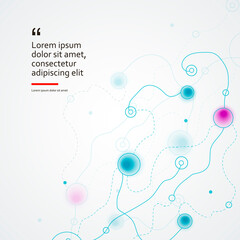 Abstract graphic design withc reative dotted communicate cyan. Vector color connection background. Smooth wavy lines illustration structure