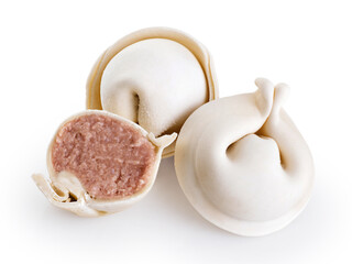 Raw meat dumplings isolated on white background. With clipping path.
