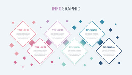 Infographic template. 6 options square design with beautiful vintage colors. Vector timeline elements for presentations.
