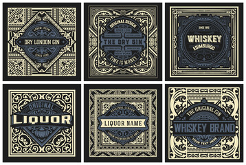 Set of 6 labels. Western style