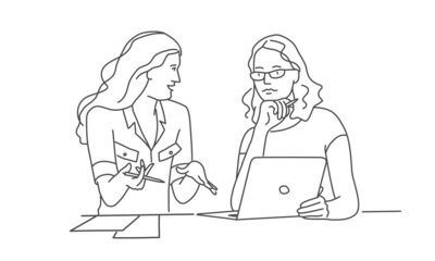 Business woman in the workplace having a conversation.