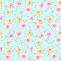 Watercolor seamless pattern with  flowers.