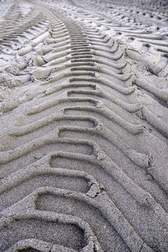 Wheel tracks on the beach