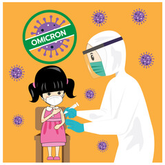 Illustration of vaccination against covid-19, vaccination Children prevent covid-19