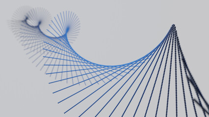 Abstract illustration of a waving and twisting geometric structure. 3D illustration