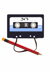 the cassette and its souvenir pencil