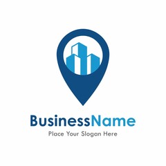 City located or building pin vector logo design. Suitable for business, web, building, art and navigation