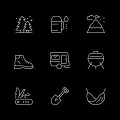 Set line icons of camping
