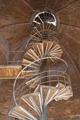 Ancient Snail Staircase seen from Below that Leads to the Highest Point of the Torrazzo of Cremona