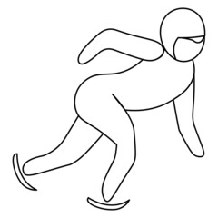Short track. Sketch. The athlete moves in speed skating on ice for a short distance. Vector icon. An athlete competes in speed on an oval ice rink. Coloring book for children. Doodle style.