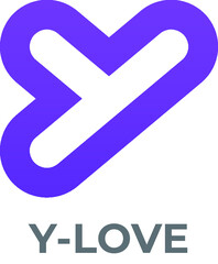letter Y logo design with love heart logomark