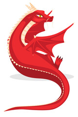 Cartoon dragon. Fantasy dragon, funny fairytale reptile and medieval legends fire breathing serpent cartoon isolated vector.