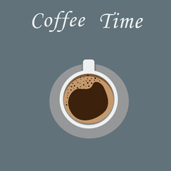 Vector illustration of a cup of coffee. View from above.